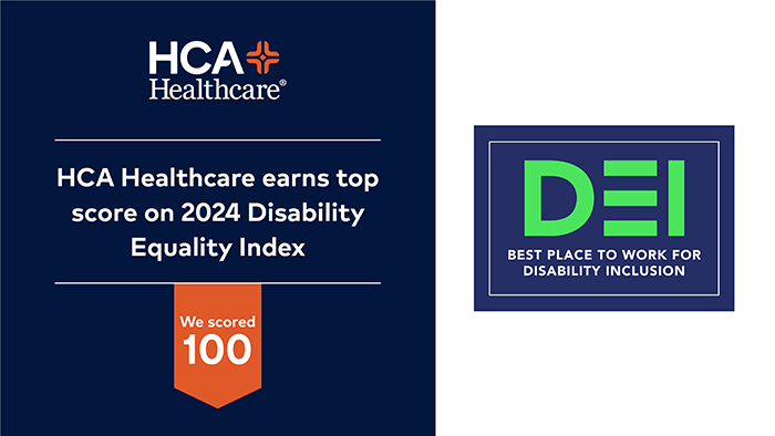 HCA Healthcare earns top score on 2024 Disability Equality Index - we scored 100 - DEI - best place to work for disability inclusion